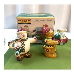 Vintage Debbie Mumm Joy To The World Sugar and Creamer Set with Original Box